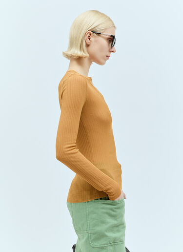 Max Mara V 넥 실크 탑 브라운 max0256064