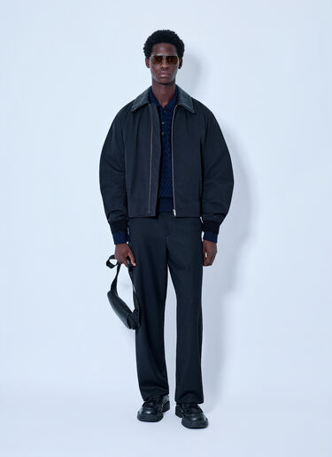 LN-CC® - Bottega Veneta: Intrecciato Leather-Trimmed Twill Blouson Jacket - Black Bottega Veneta Intrecciato Leather-Trimmed Twill Blouson Jacket Black bov0165007