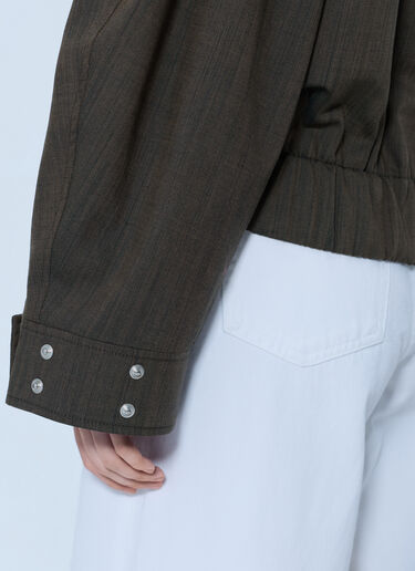 LN-CC® - GANNI: Light Wool Melange Boxy Jacket - Brown GANNI Light Wool Melange Boxy Jacket Brown gan0265044