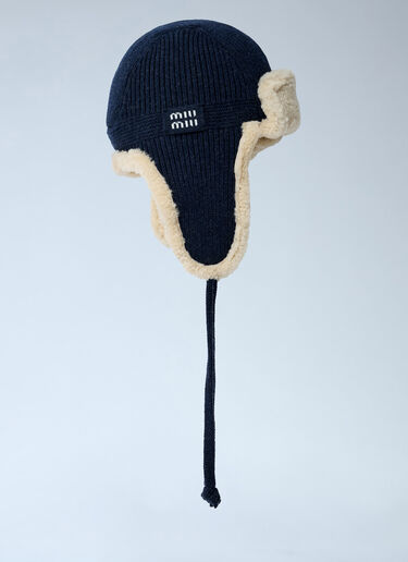 Miu Miu Logo Motif Trapper Hat Blue miu0262006