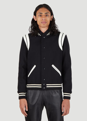 Saint Laurent Teddy Varsity Bomber Jacket Black sla0158010