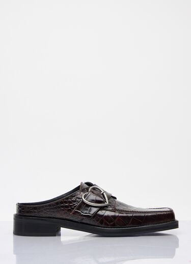 Martine Rose Square Toe Buckle Mules Brown mtr0158019