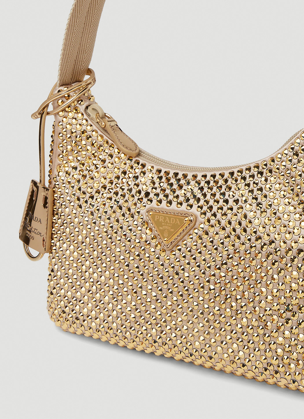 Prada Crystal Shoulder Bag in Gold LN CC
