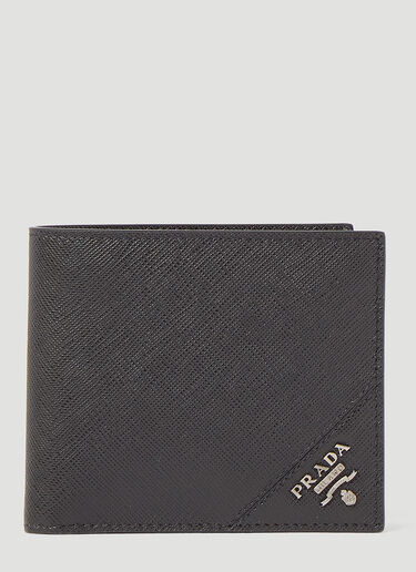 Prada Saffiano 皮革双折钱包 黑 pra0145035