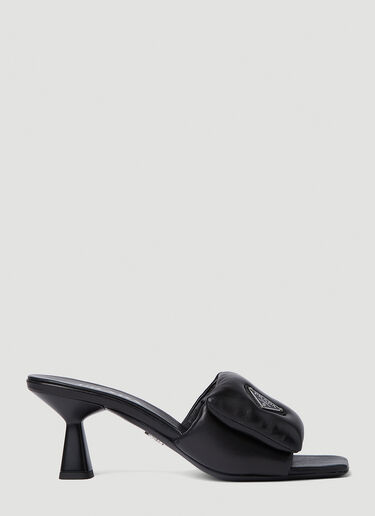 Prada Padded Heeled Mules Black pra0252047