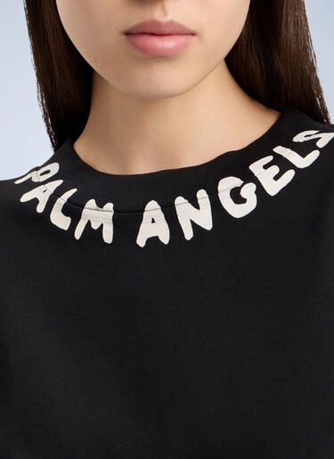 LN-CC® - Palm Angels: Neck Logo Over T-Shirt - Black Palm Angels Neck Logo Over T-Shirt Black pma0264203