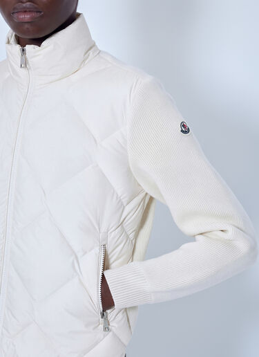LN-CC® - Moncler: Wool & Cashmere Padded Zip-Up Cardigan - White Moncler Wool & Cashmere Padded Zip-Up Cardigan White mon0266005