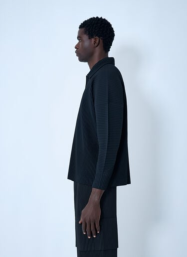 Homme Plissé Issey Miyake Pleated Polo Shirt Black hmp0162010