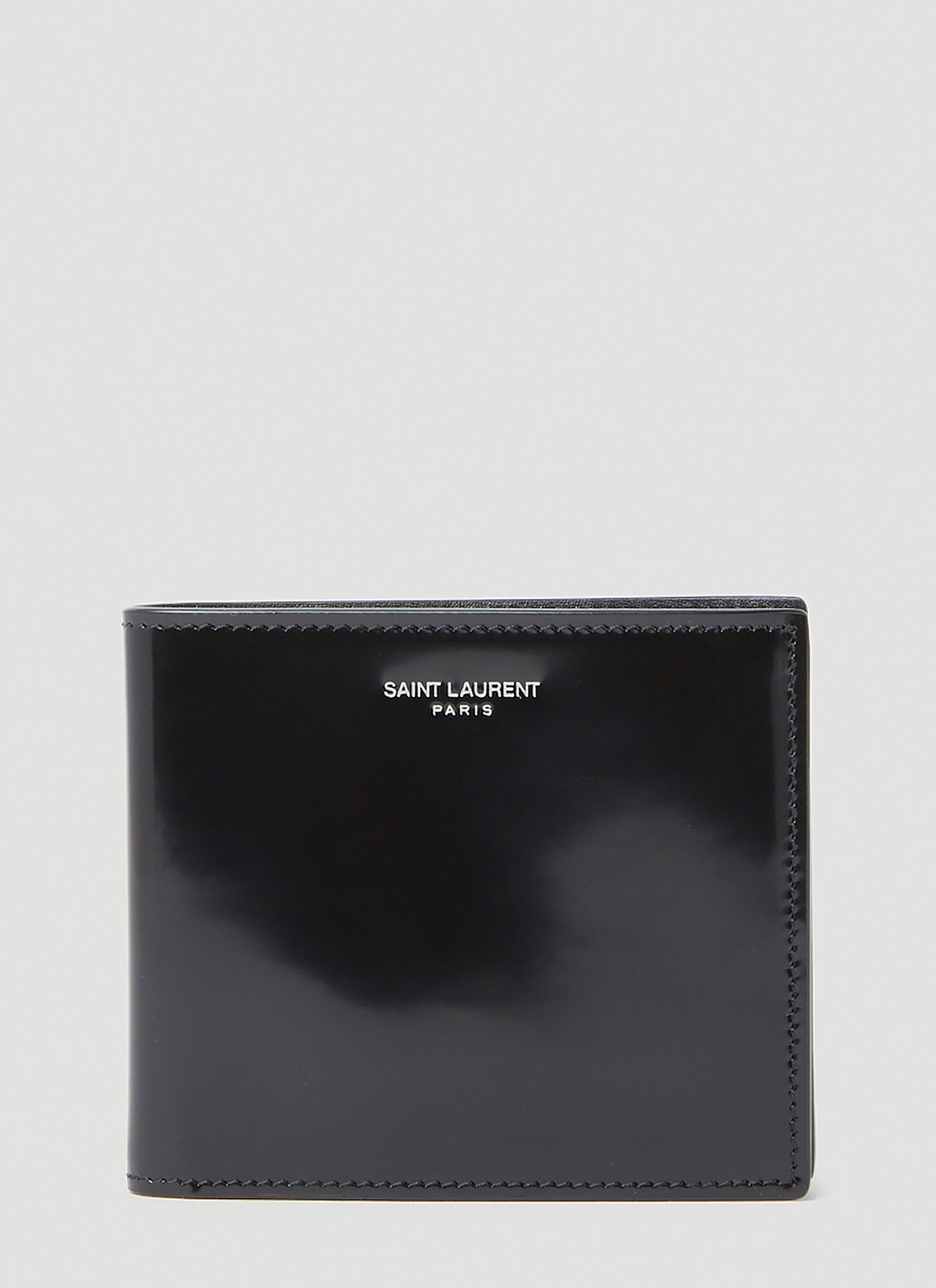 Shop Saint Laurent Patent Bi-fold Wallet In Black