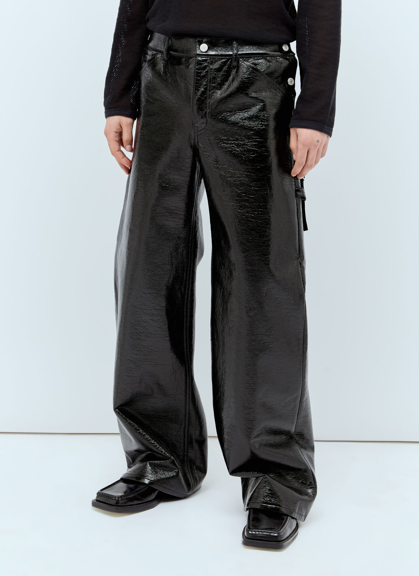 Shop Courrèges Sailor Vinyl Pants In Black
