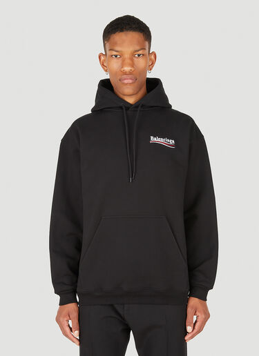 Balenciaga Logo Print Medium Fit Hooded Sweatshirt Black bal0149021