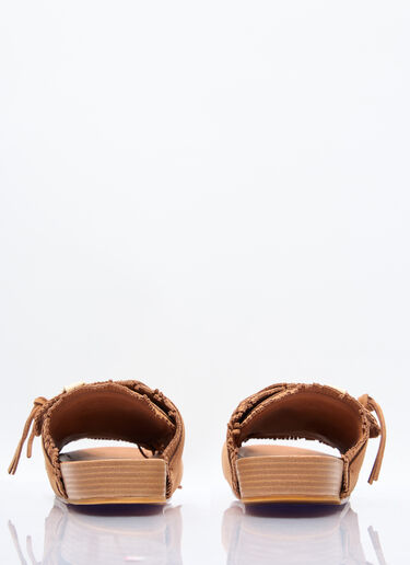 Visvim Christo Shaman-Folk Fringed Slides Brown vis0156002