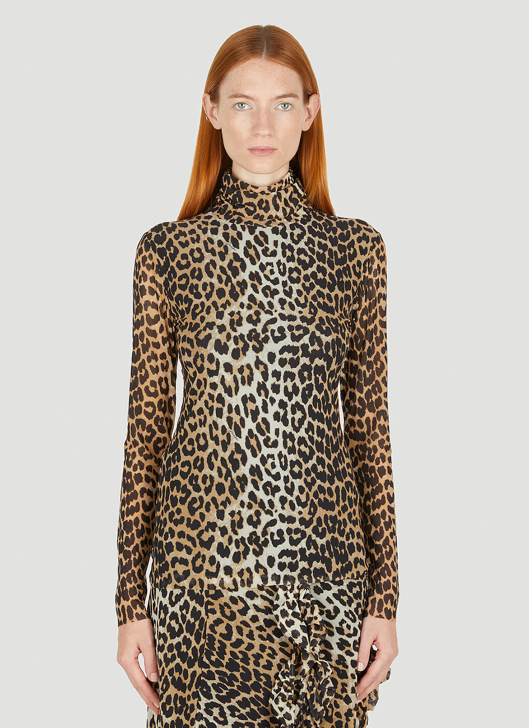 GANNI Women s Leopard Print Top in Beige LN CC