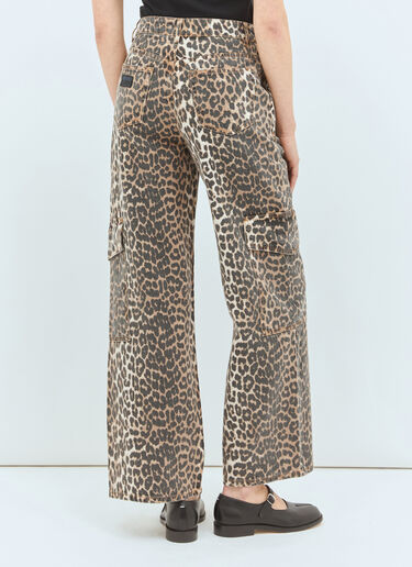 GANNI Angi Leopard Print Jeans Brown gan0258082