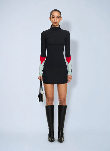 LN-CC® - Off-White: Lycra Collar Insert Mini Dress - Black Off-White Lycra Collar Insert Mini Dress Black ofw0264050