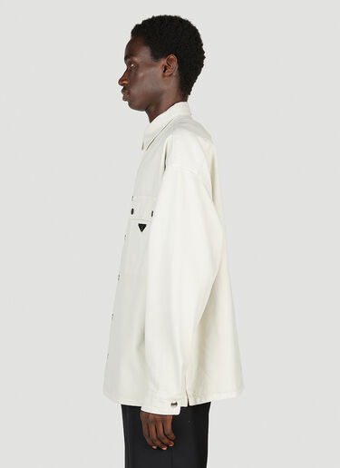 Prada Camicie Logo Plaque Shirt Beige pra0153012