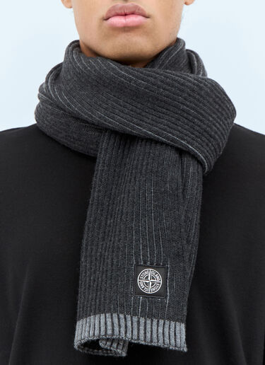 Stone Island Logo Patch Scarf Black sto0158068