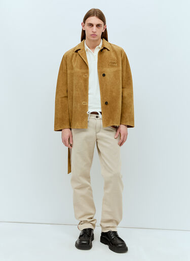 Miu Miu Belted Leather Jacket Camel miu0156009