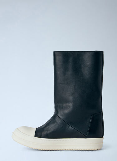 LN-CC® - Rick Owens: Tower High Leather Boots - Black Rick Owens Tower High Leather Boots Black ric0265039