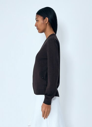 Lemaire Twisted V Neck Cardigan Brown lem0264015
