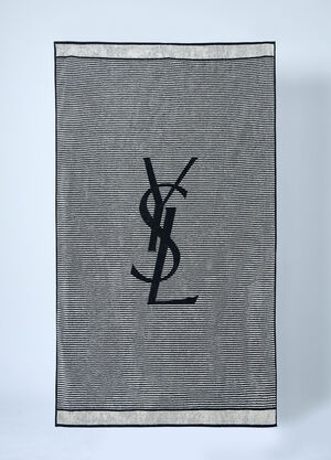 Saint Laurent Cassandre Striped Towel Black sla0260023