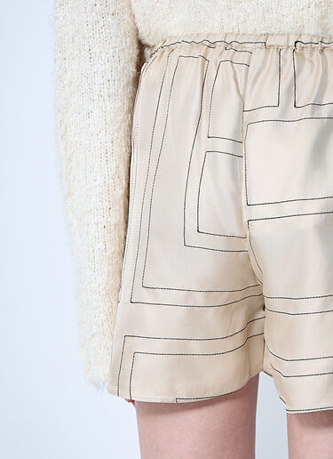 TOTEME Monogram Silk Shorts Beige tot0260003