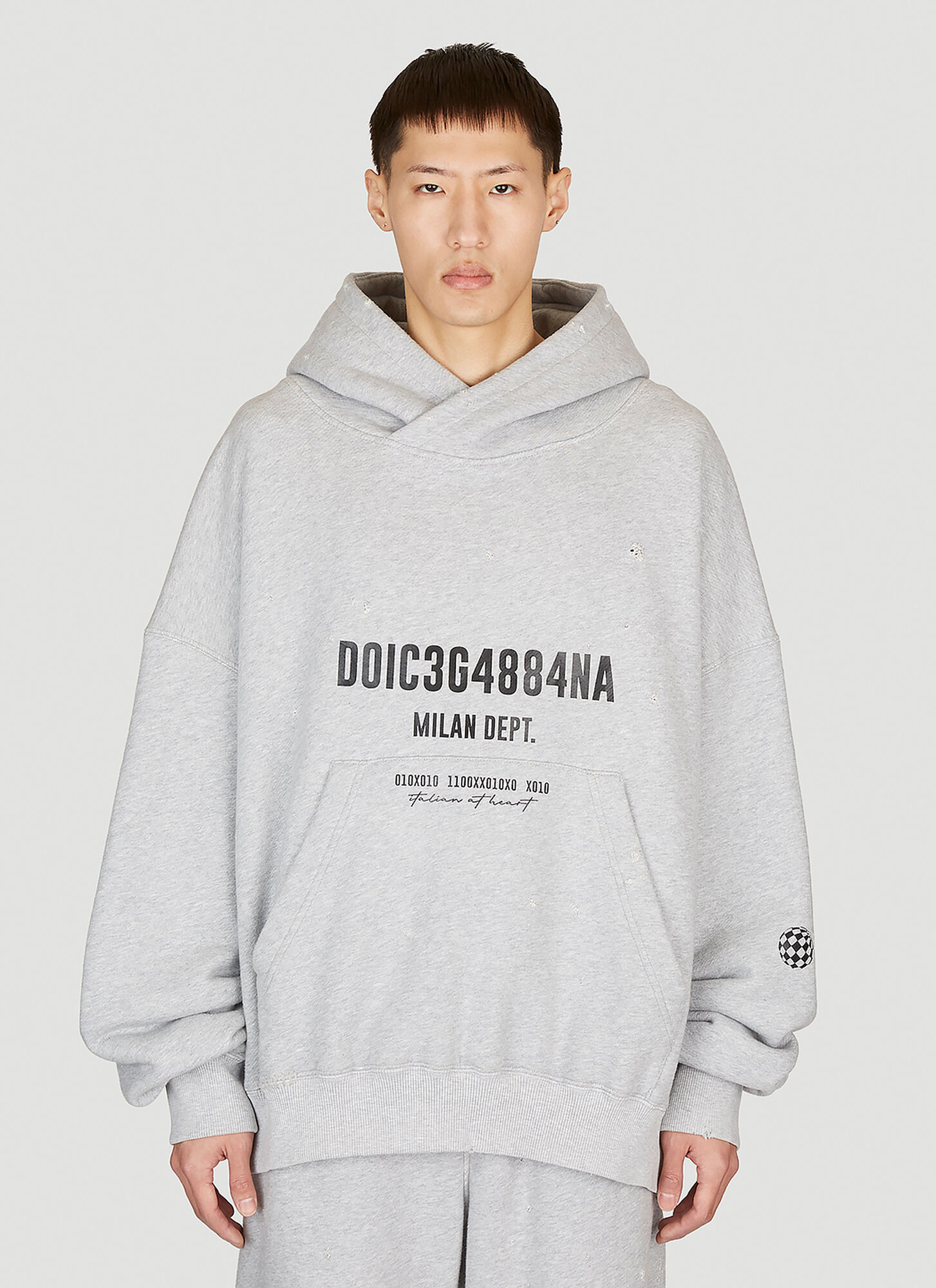 Shop Dolce & Gabbana Logo Print Hooded Sweatshirt In Grey