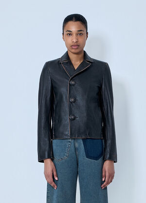 MM6 Maison Margiela Leather Button-Front Jacket Black mmm0264051