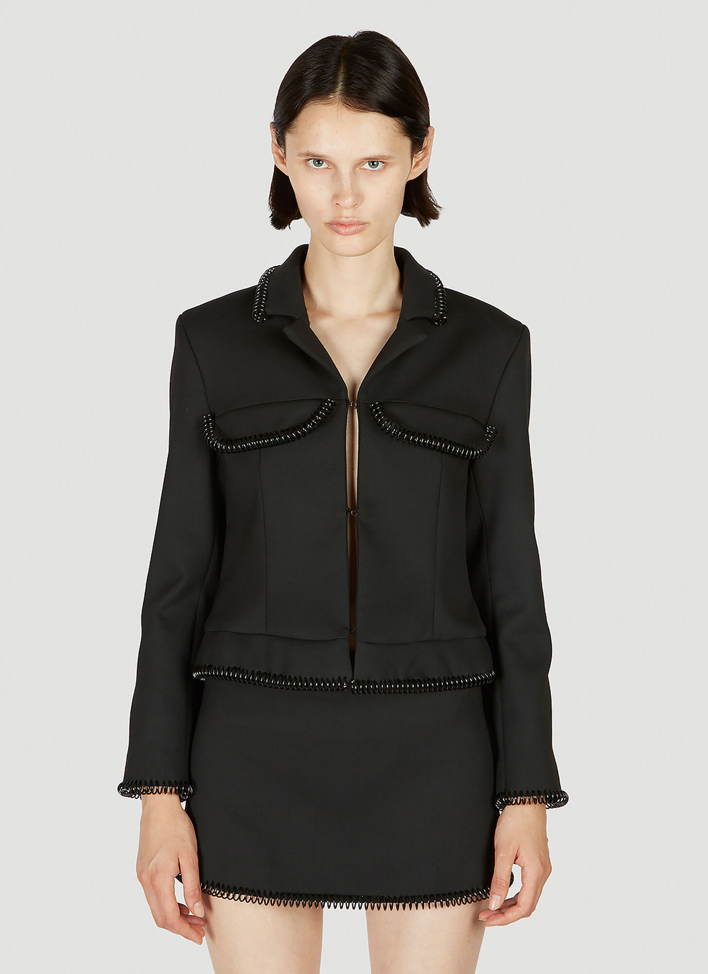 Coperni Womens Black Spiral Embellished Stretch-woven Jacket