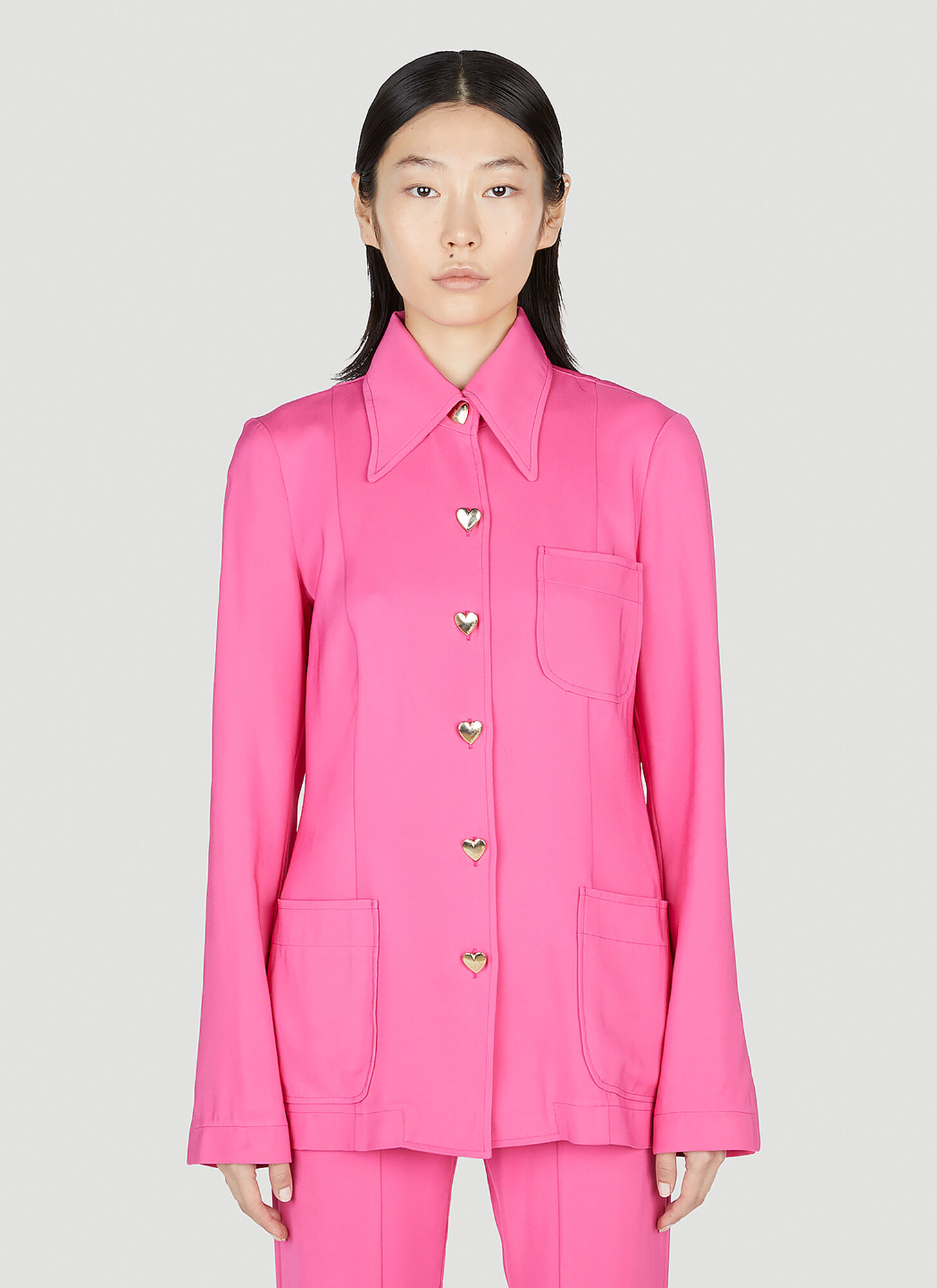 Marco Rambaldi Heart Button Overshirt In Pink