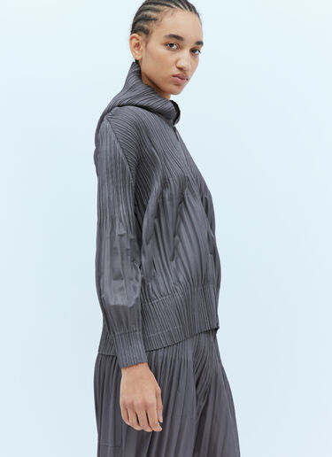 Pleats Please Issey Miyake Hooded Pleated Sweatshirt Grey plp0254006