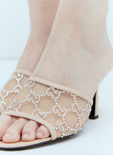 Gucci GG Crystal Embellished Heeled Sandals Pink guc0253121