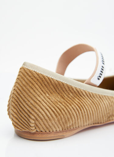 Miu Miu Corduroy Balletina Flats Brown miu0255019