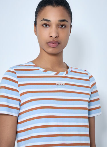 Marni Striped Cotton Jersey T-Shirt Light Blue mni0264004