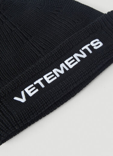 Vetements Logo Beanie Hat Black vet0146028
