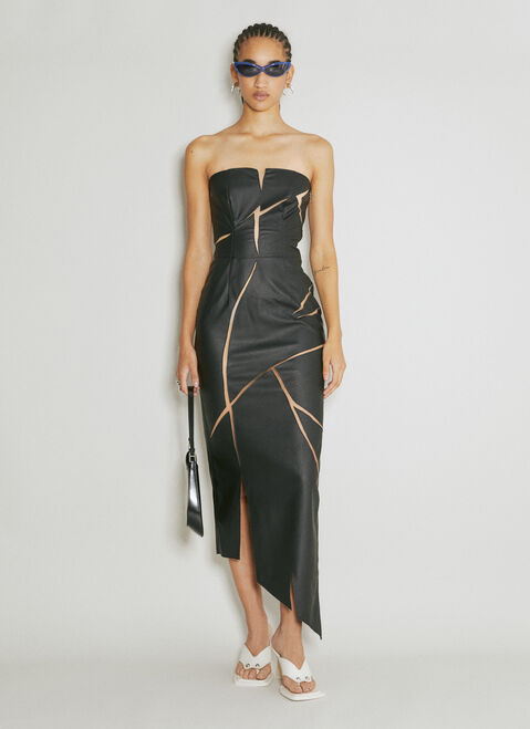 DI PETSA Broken Faux Leather Dress Black dip0254006
