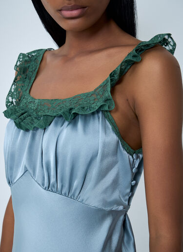 Silk Satin And Lace Maxi Dress Chloé Silk Satin And Lace Maxi Dress Blue chl0262004