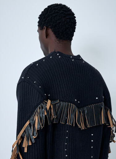 Leather Embellished Wool Sweater Prada Leather Embellished Wool Sweater Black pra0162009