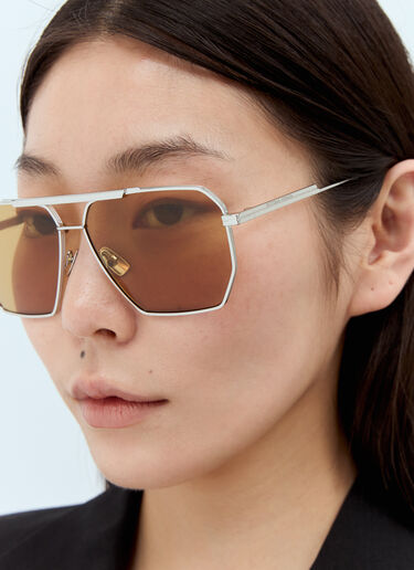 Bottega Veneta BV1012S Aviator Sunglasses Silver bos0353005