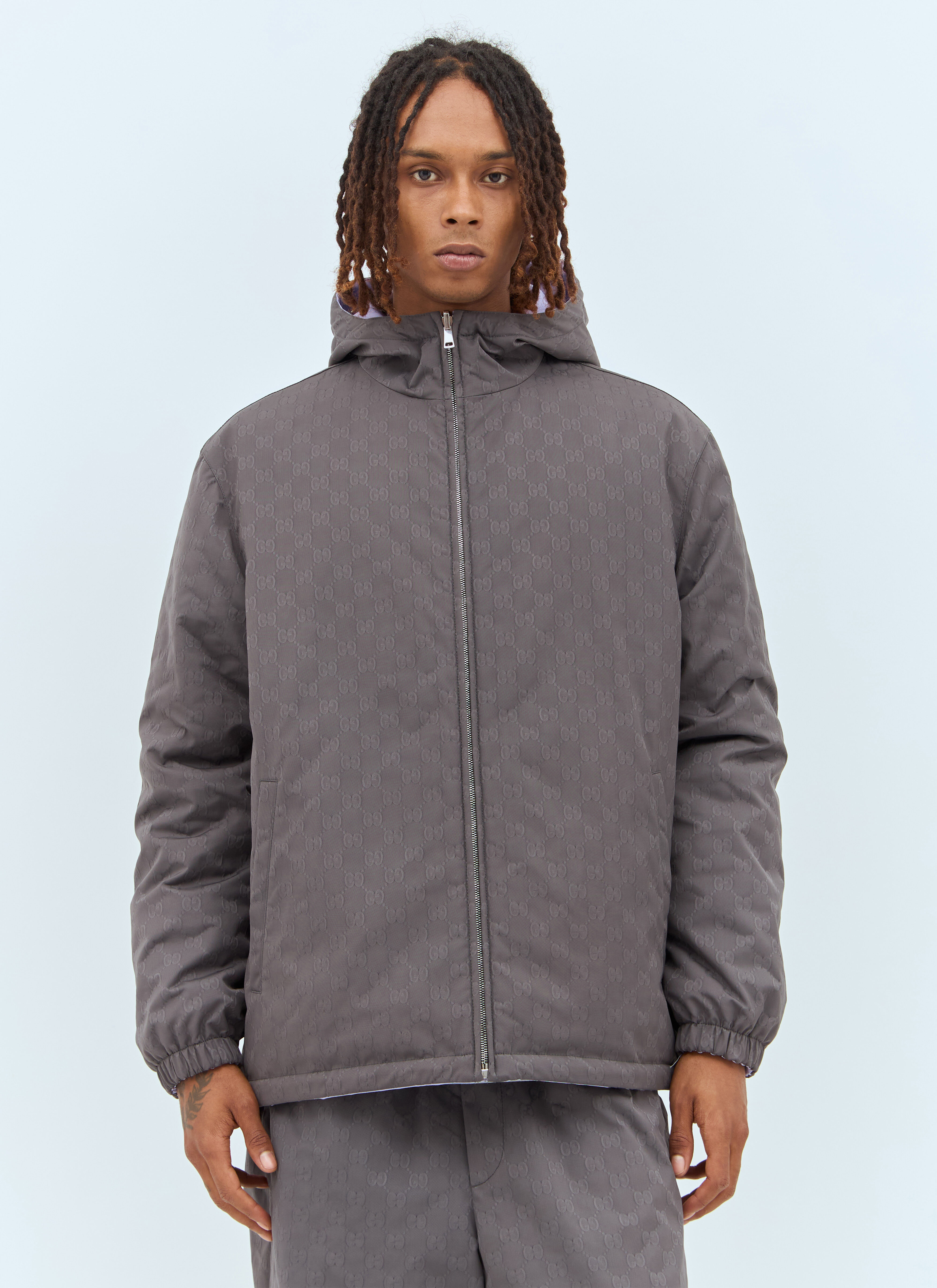 Gucci Men s GG Reversible Nylon Jacket in Grey LN CC