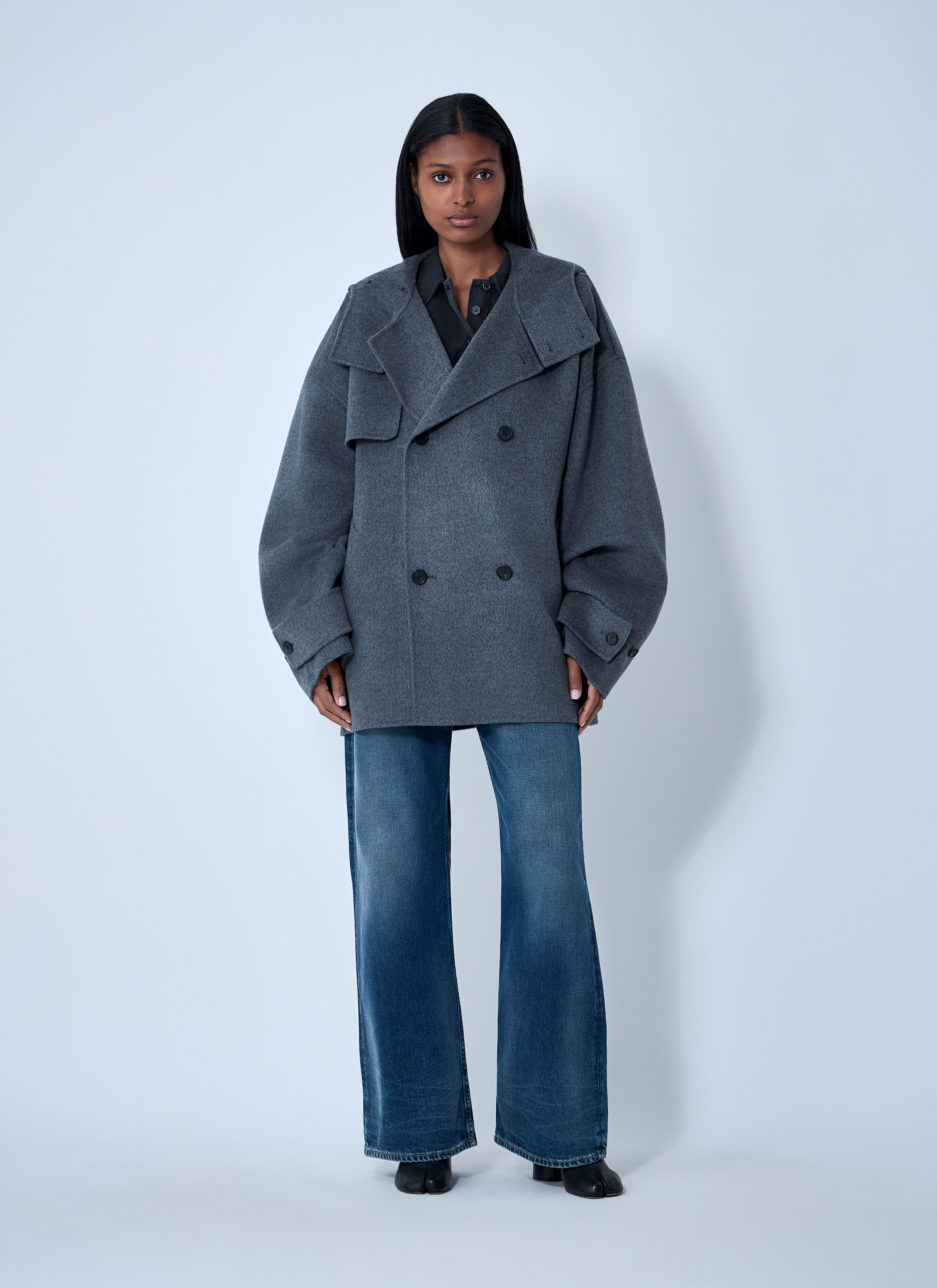 JW Anderson Women's' Oversized Pea Coat in Charcoal | LN-CC®