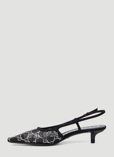 Gucci Crystal GG Slingback Kitten Heels Black guc0250102