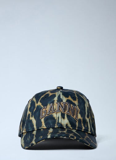 GANNI Logo Patch Baseball Cap Brown gan0263061