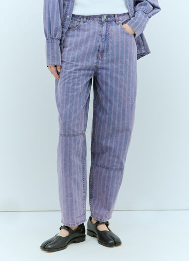 GANNI Light Stripe Jeans Purple gan0255023