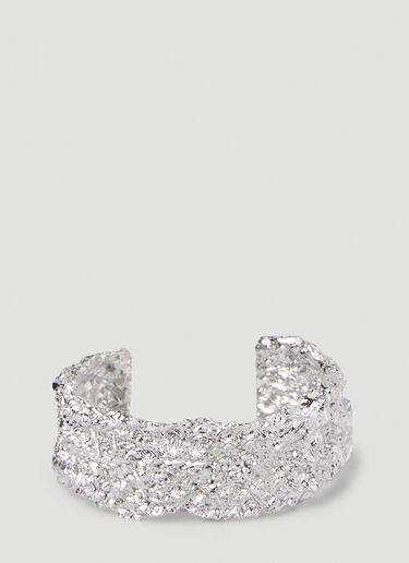 Balenciaga Alu Textured Cuff Bracelet Silver bal0247106