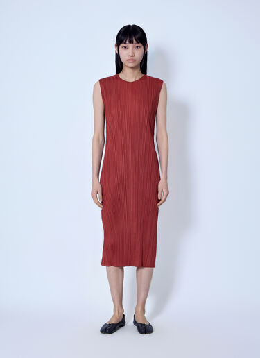 LN-CC® - Pleats Please Issey Miyake: September Pleated Midi Dress - Red Pleats Please Issey Miyake September Pleated Midi Dress Red plp0266026