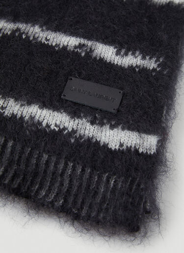 Saint Laurent 条纹针织围巾 黑色 sla0145065