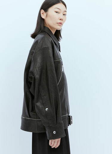 KHAITE Herman Leather Biker Jacket Black kha0253005