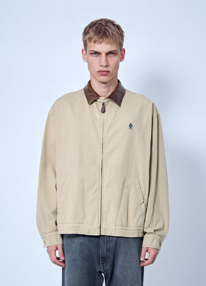 Prada Zip-Up Jacket with Contrast Collar Beige pra0166201