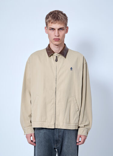 LN-CC® - Prada: Zip-Up Jacket with Contrast Collar - Beige Prada Zip-Up Jacket with Contrast Collar Beige pra0166201